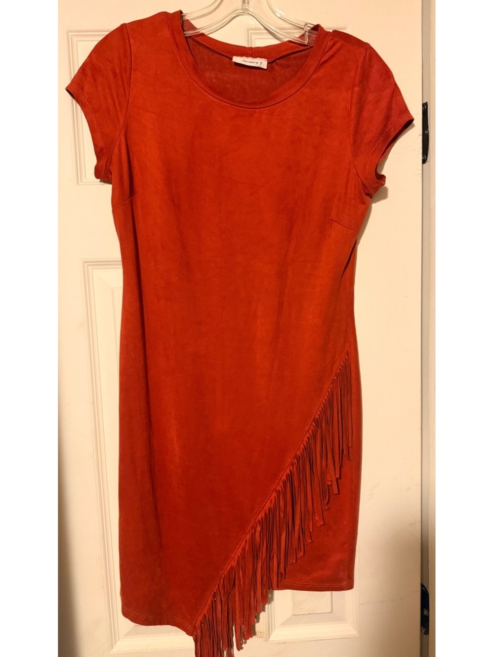 Women’s Western Dress Red Fringe M Medium Country Concert Fall Short Sleeve